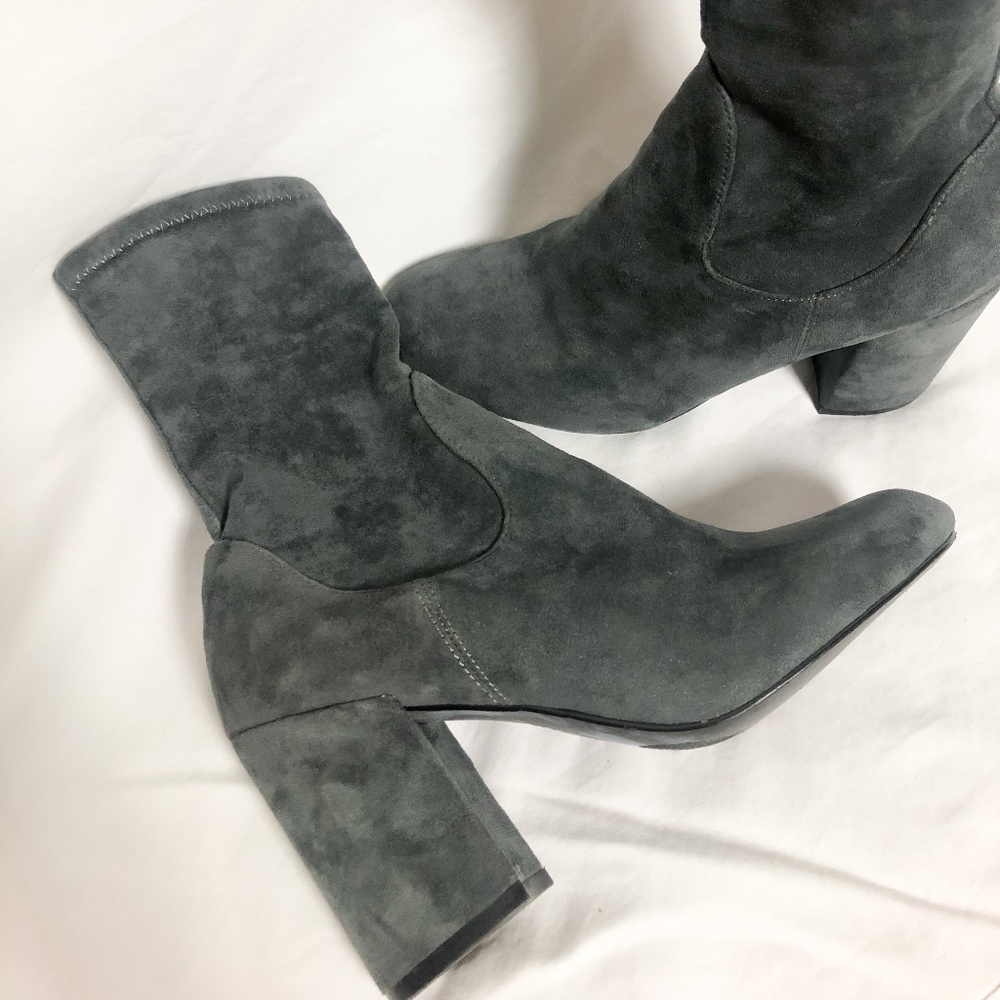 Halogen Gray Suede Sock Booties